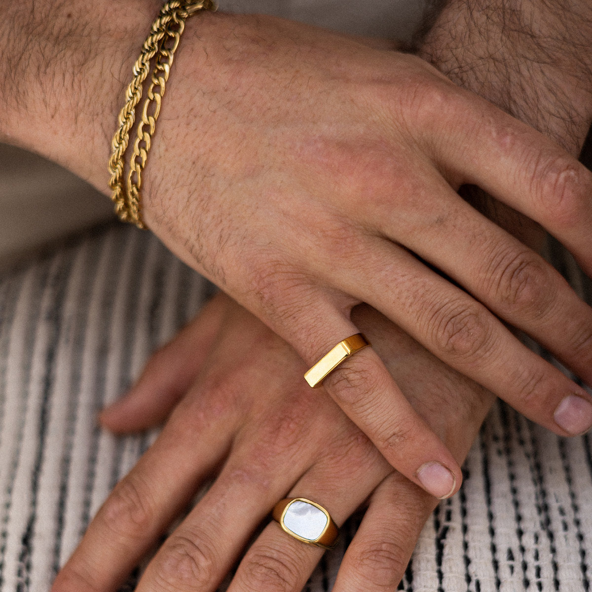 Signet-ring med perlemor, G, unisex - A&C Oslo - Pure Steel_4