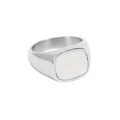 Signet-ring med perlemor, S, unisex - A&C Oslo - Pure Steel