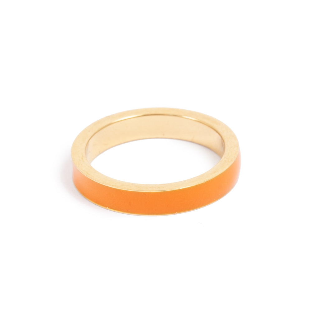 Ring, oransje emalje (56/56/59) - A&C Oslo - Pure Steel