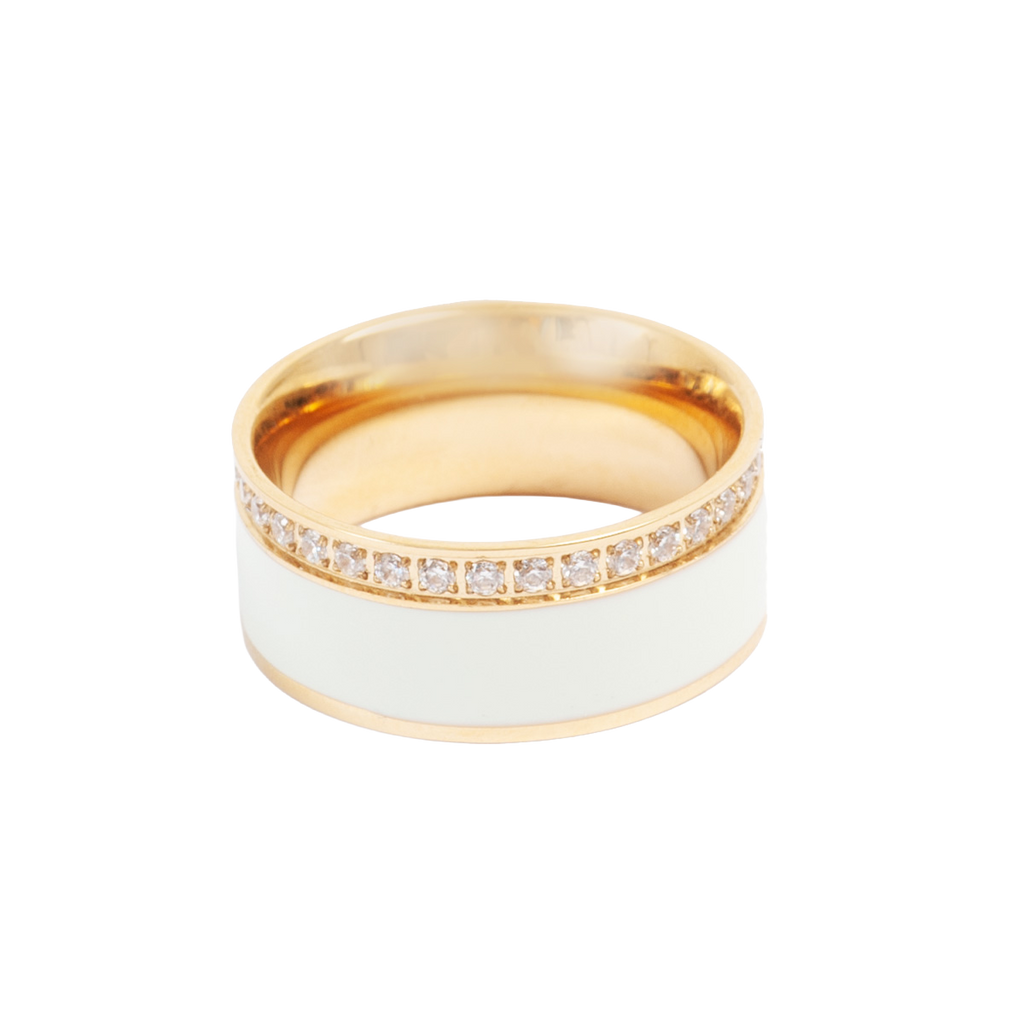Ring, hvit emalje (56/56/59) - A&C Oslo - Pure Steel