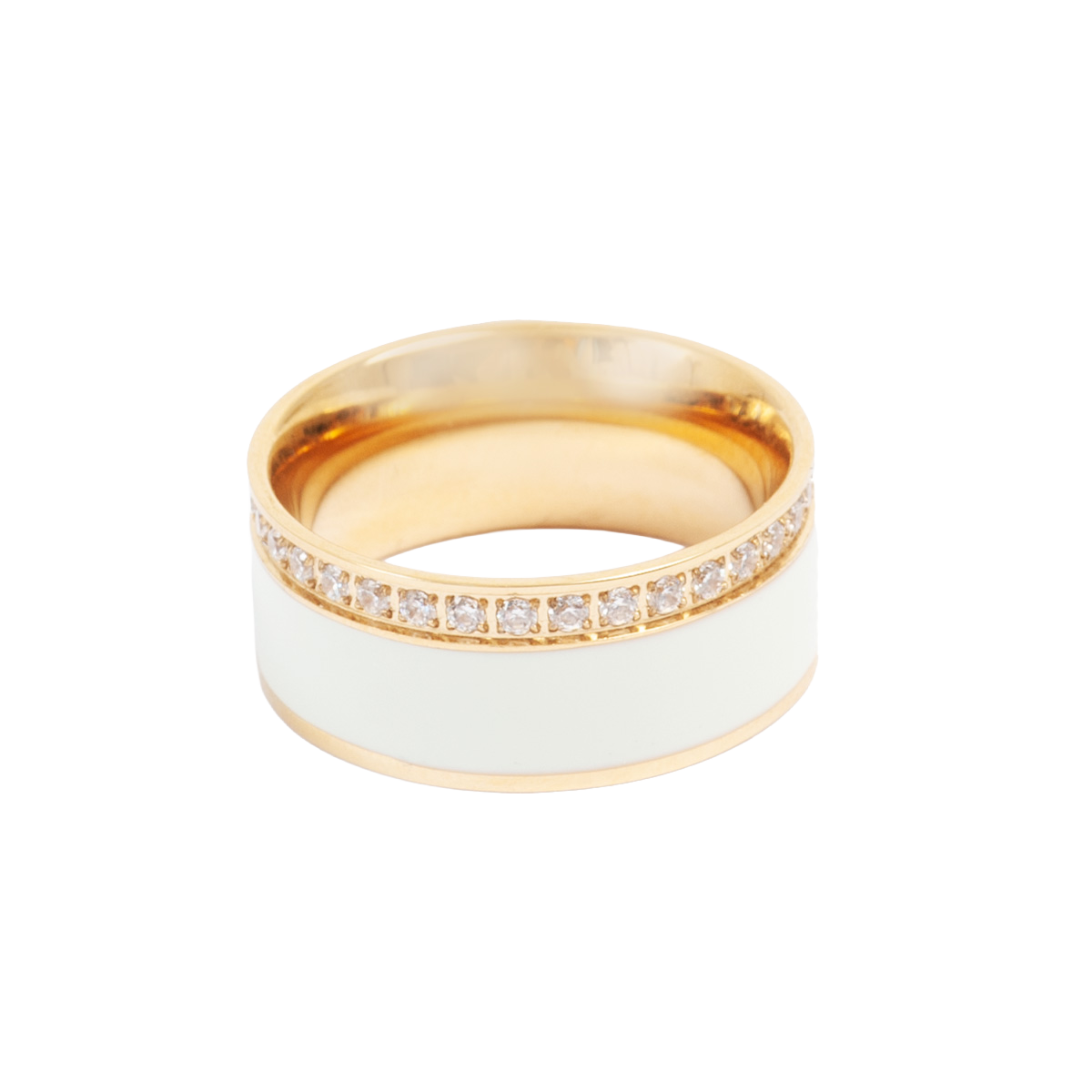Ring, hvit emalje (56/56/59) - A&C Oslo - Pure Steel