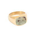 Signet-ring, Steel unisex, green marble