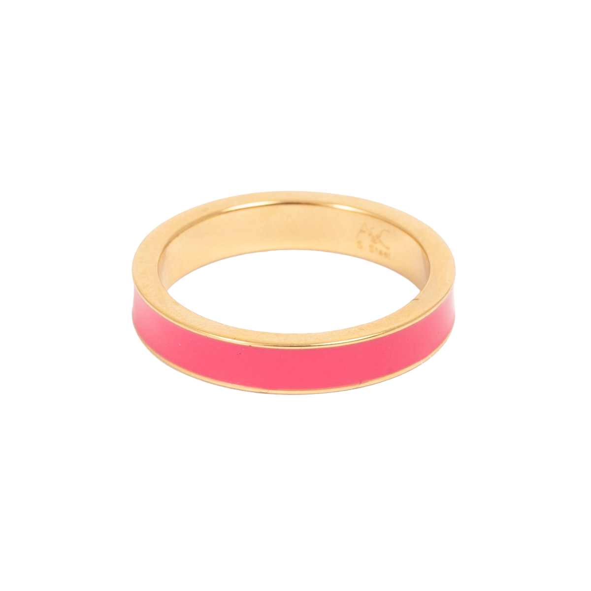 Ring, fuksia emalje (53/56/59) - A&C Oslo - Pure Steel