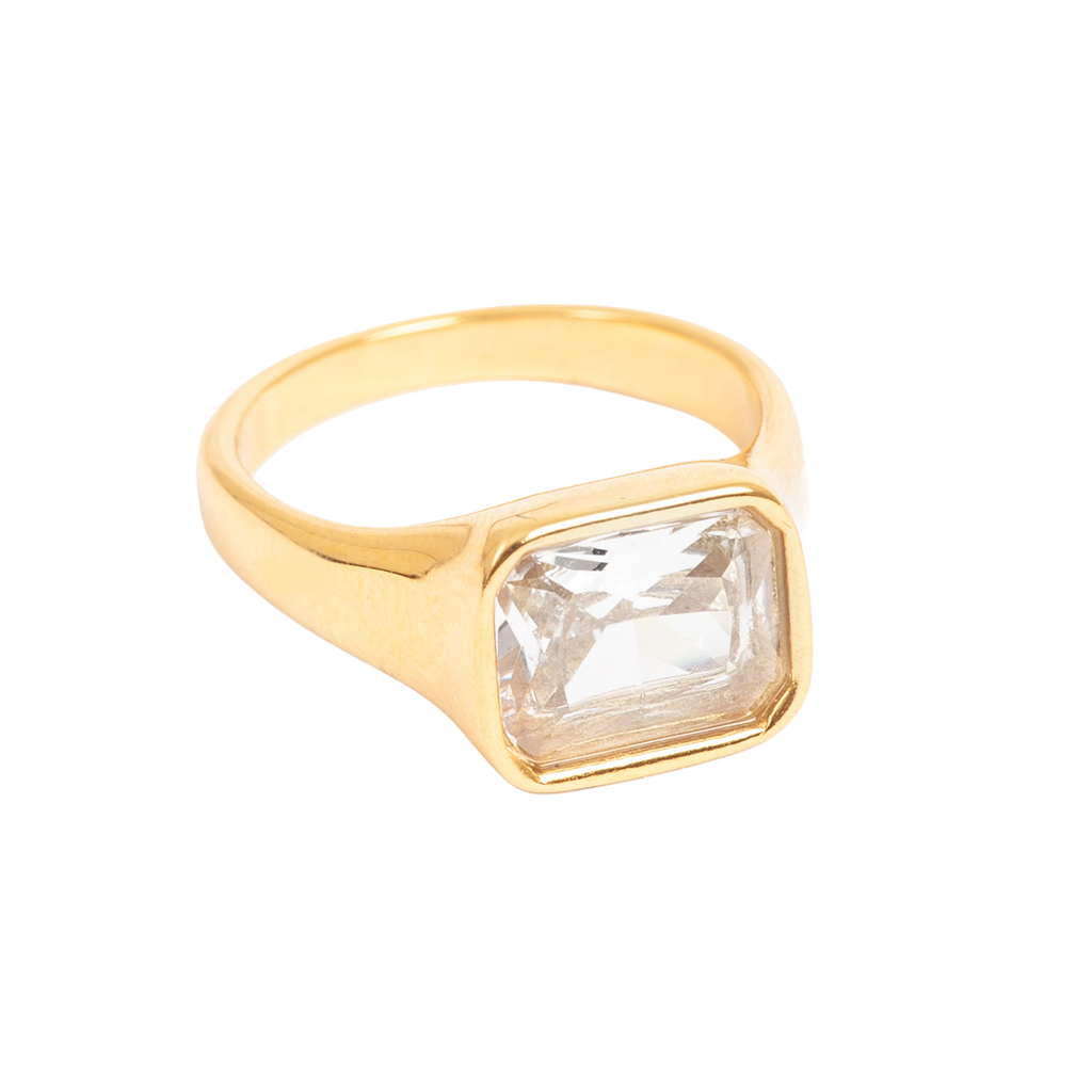 Ring med stor krystallsten, Steel G