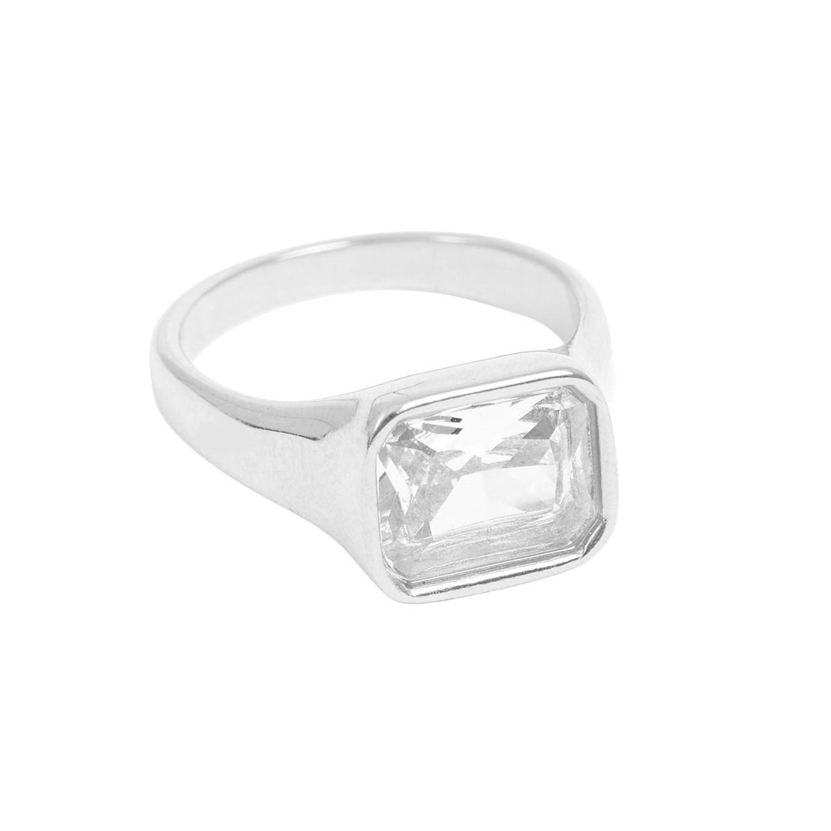 Ring med stor krystallsten, Steel