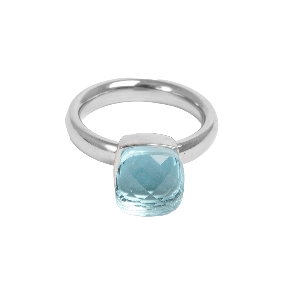 Ring, Steel Glass, Sky blue, S