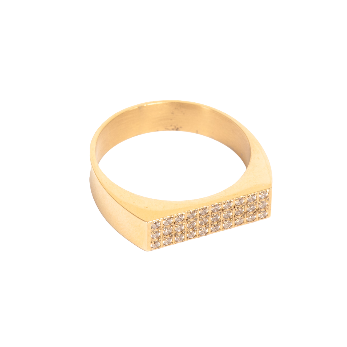 Ring med CZ, flat top, Steel G