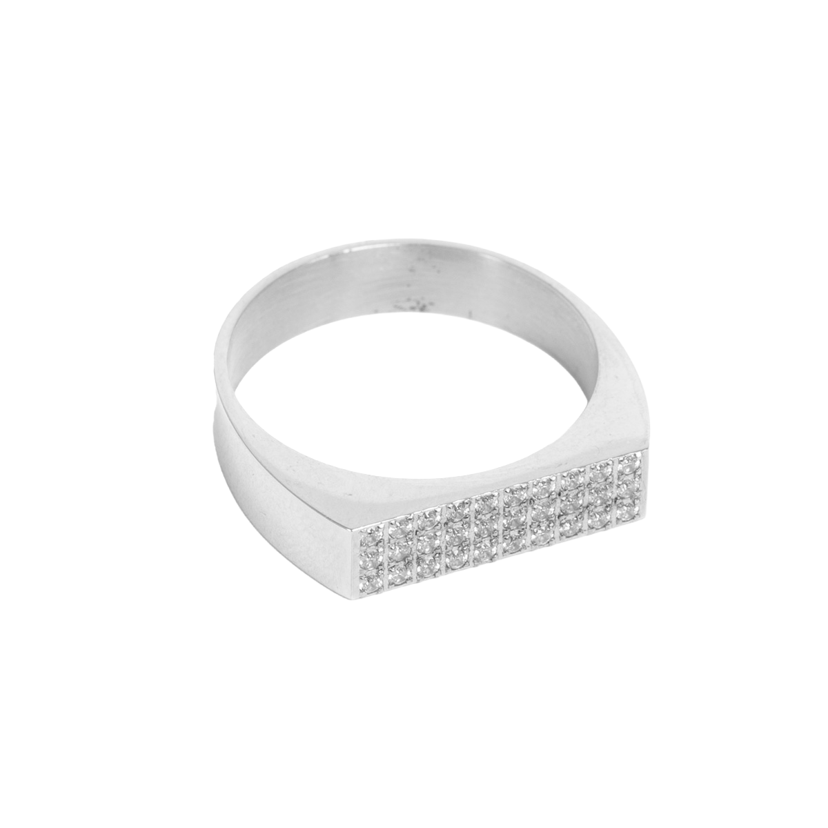 Ring med CZ, flat top, Steel
