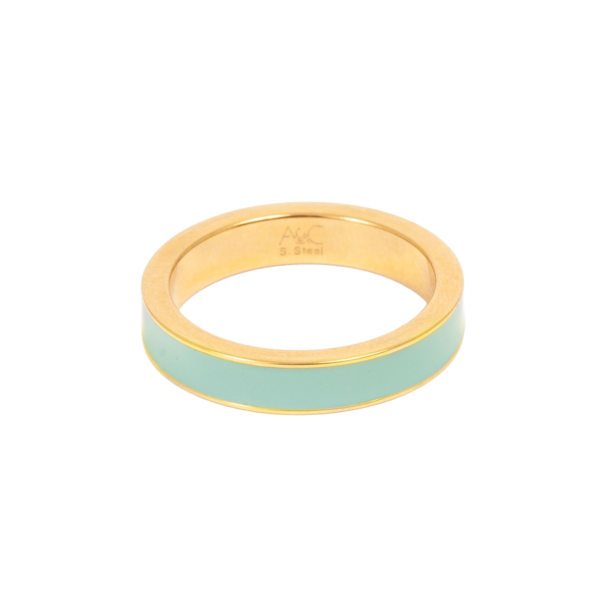 Ring med mint emalje, Steel G