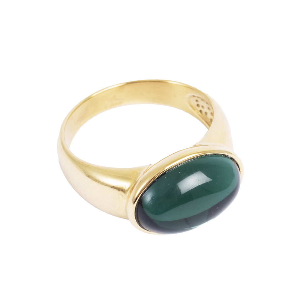 Ring, Steel Glass, green, S