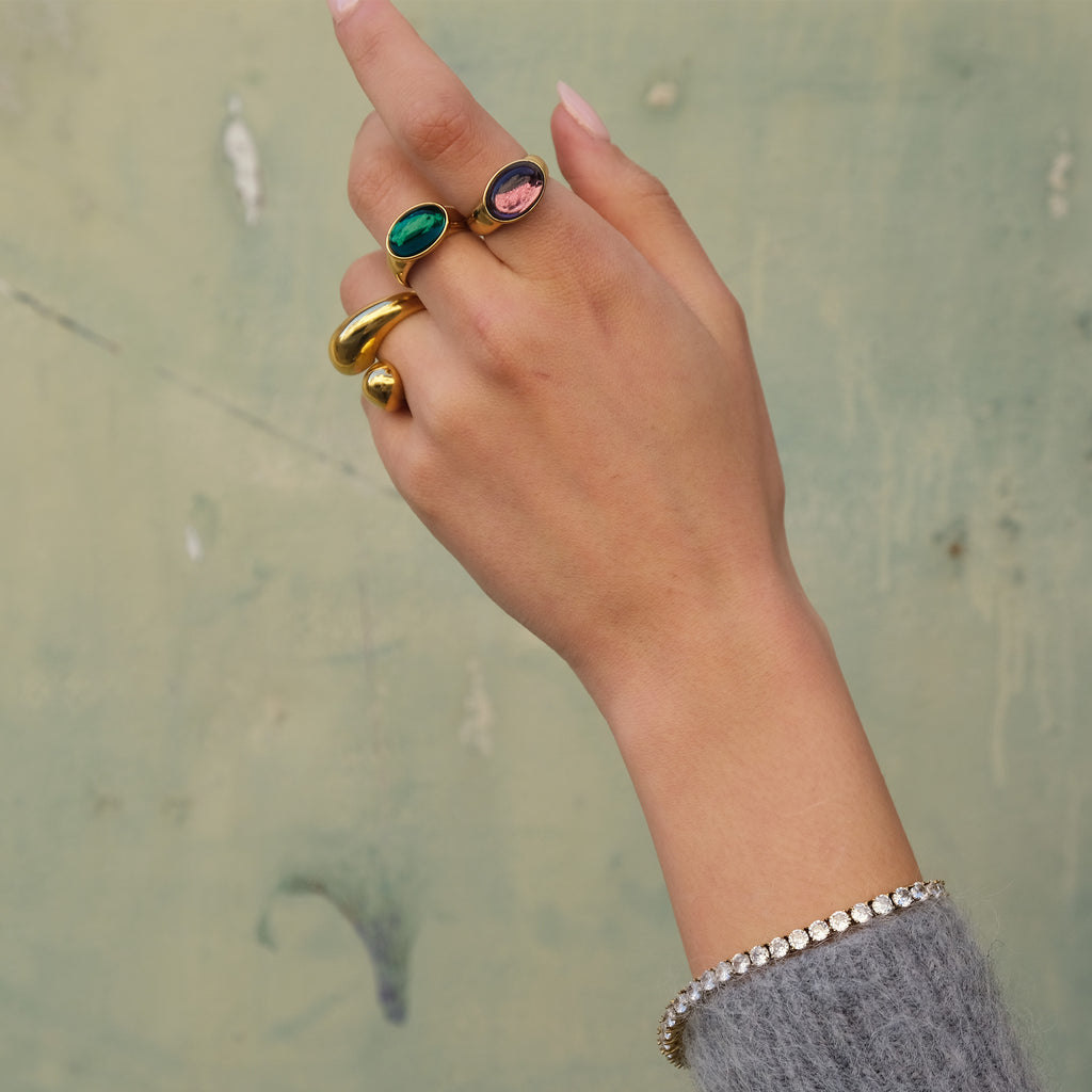 Ring, Steel Glass, plum, S_2