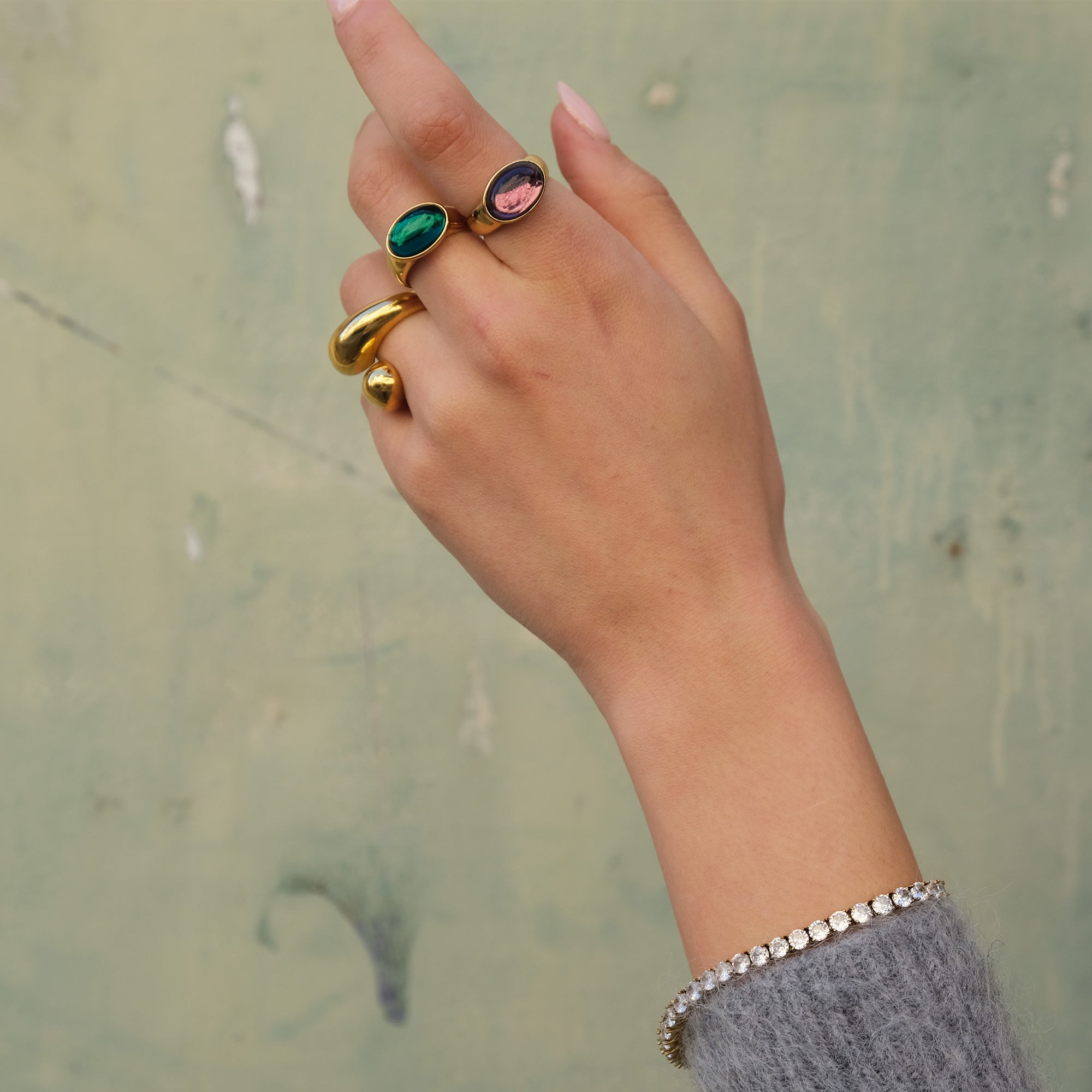 Ring, Steel Glass, plum, S_2