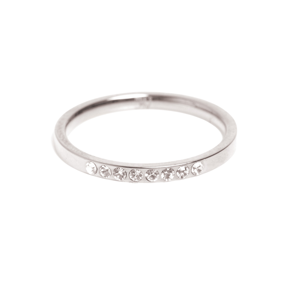 Ring med krystallstener, Steel S (50-59)