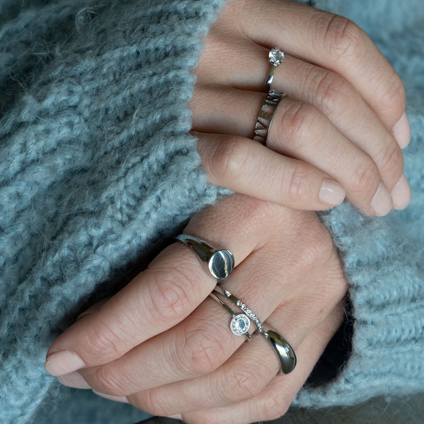 Ring med krystallstener, Steel S (50-59)_2