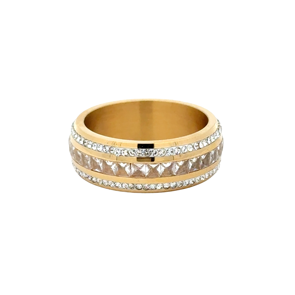 Ring med krystallstener, crystal G - A&C Oslo - Pure Steel
