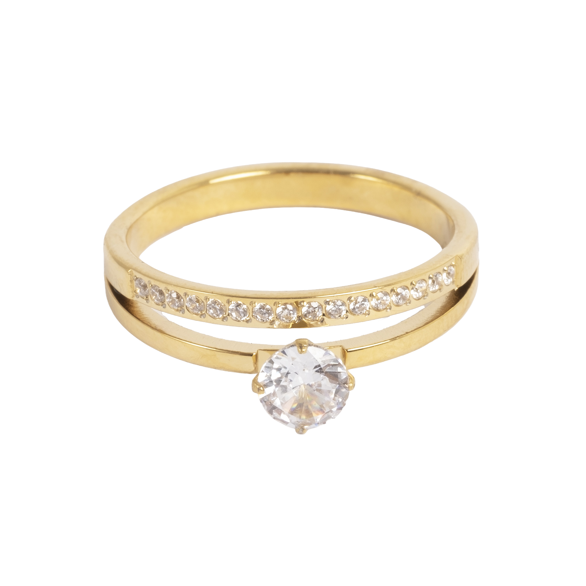 Ring med to rader, CZ, Steel G