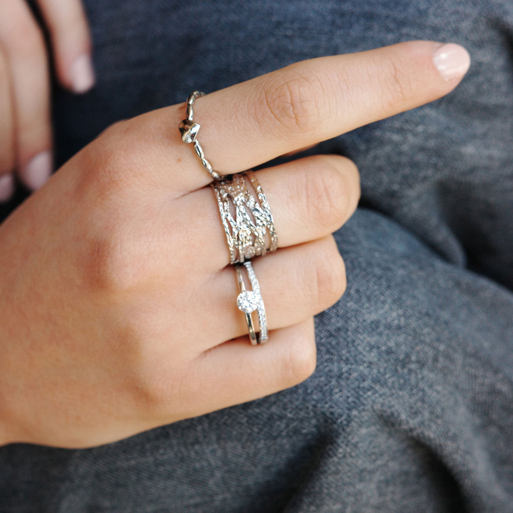 Ring med to rader, CZ, Steel_2