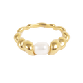 Ring, twisted, med ferskvannsperle, G - A&C Oslo - Pure Steel
