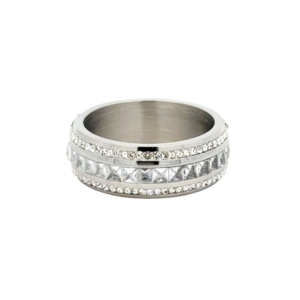 Bred ring med krystallstener, crystal - A&C Oslo - Design Collection