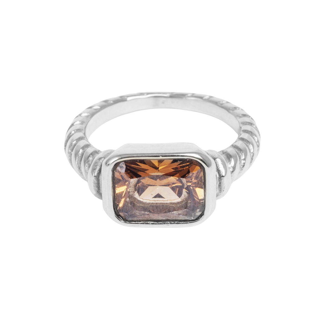 Ring med brunt glass, Steel