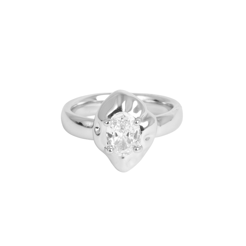 Ring med krystallsten, Steel