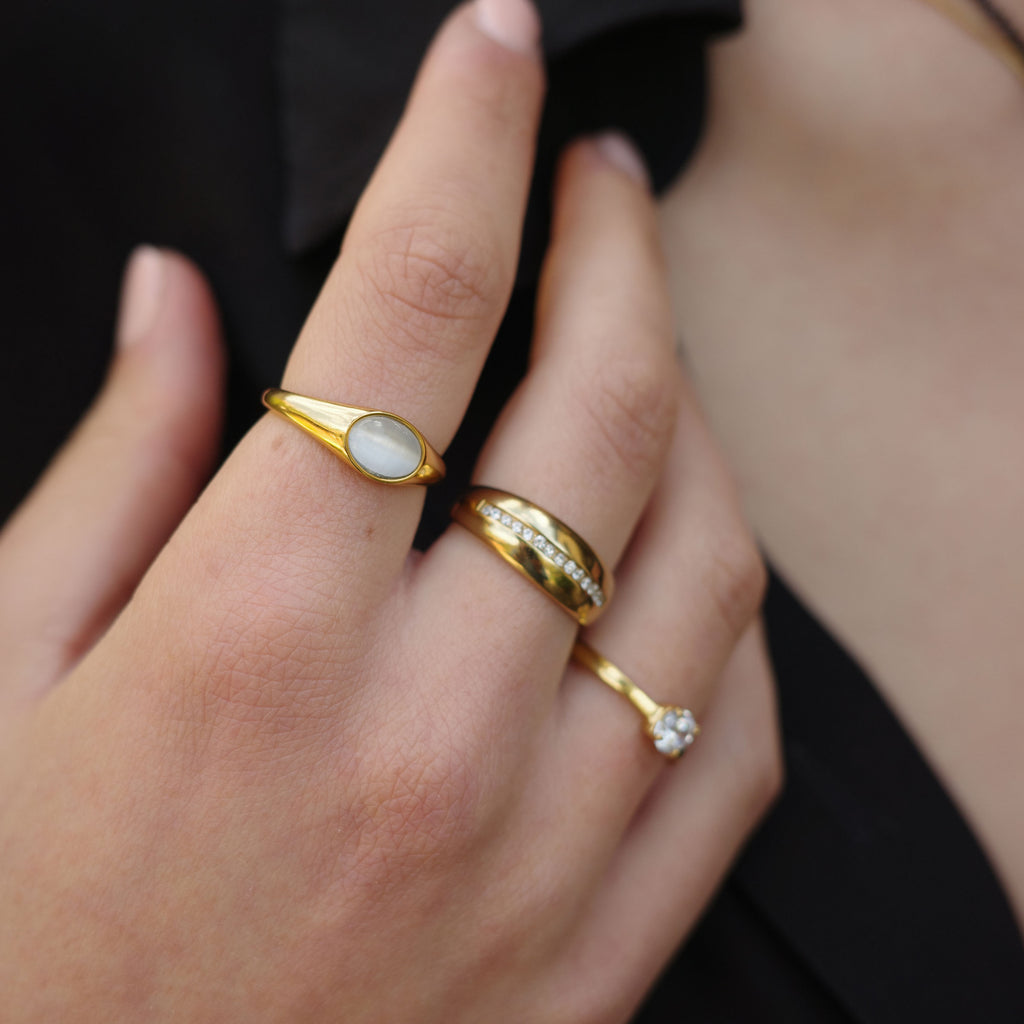 Ring med cat eye-sten, Steel G_3