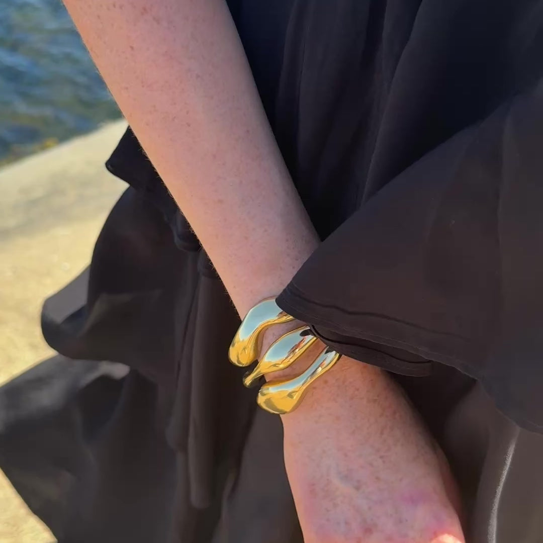 Bredt cuff armbånd, Steel Soft G